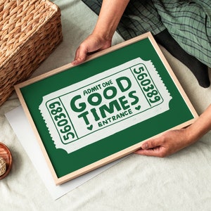 Retro Good Times Ticket Print Retro Bar Warenkorb Dekor PreppyWall Art Trendy druckbare Kunst Digitaldruck Trendy Wand Kunst Print