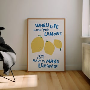 Wenn das Leben dir Zitronen gibt Druck, Barwagen Kunst, Küchenwanddekor, Zitronendruck Wandkunst, süße Affirmation Drucke, digitaler Download