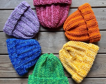 PATTERN ONLY - Unisex Colorful and Thick Crochet Beanie / Men's Beanie Pattern / Women's Beanie Pattern