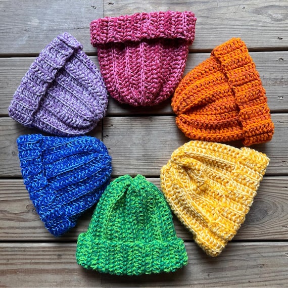 PATTERN ONLY - Unisex Colorful and Thick Crochet Beanie / Men's Beanie Pattern / Women's Beanie Pattern