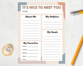 Get to Know Me Printable Worksheet