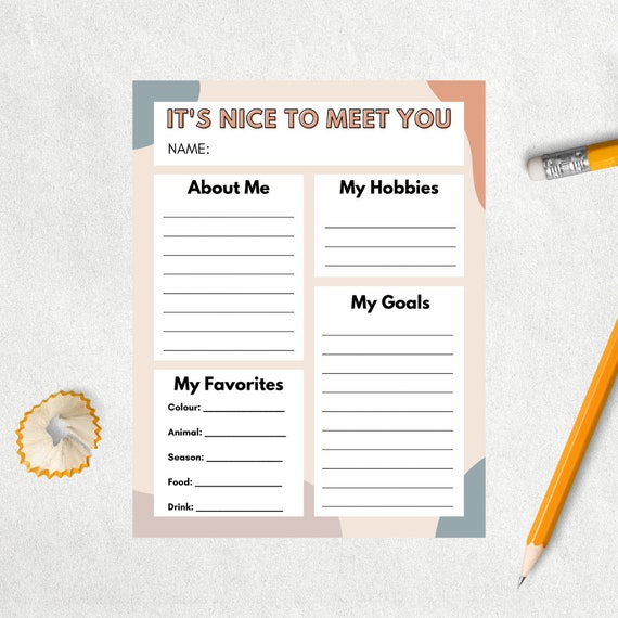 Get to Know Me Printable Worksheet - Etsy
