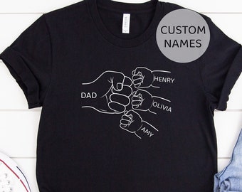 Custom Father&#39;s Day Family Fist Bump Shirt, Custom Fathers Day Shirt, Fist Bump Kids Name Shirt, Daddy&#39;s Team Shirt, Personalized Dad Fist