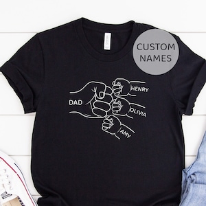 Custom Father's Day Family Fist Bump Shirt, Custom Fathers Day Shirt, Fist Bump Kids Name Shirt, Daddy's Team Shirt, Personalized Dad Fist