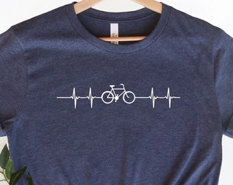 Cycling Shirt, Cycling Heartbeat T-shirt, Gift for Bike Rider, Cyclist Birthday Gift Shirt, Biking T-shirt, Cyclist Gift,Mountain Bike Shirt