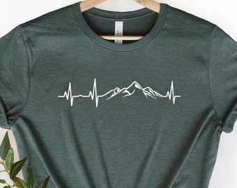 Hiking Shirt, Mountains Heartbeat Shirt, Nature Shirt, Nature Lover Gift Shirt, Adventure Shirt, Adventure Lover Gift, Hiking Mom Shirt