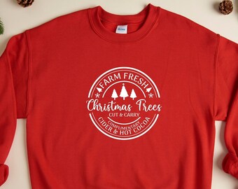 Farm Fresh Christmas Trees Sweatshirt Hoodie, Christmas Trees Sweatshirt, Christmas Gift Ideas, Holiday Sweatshirt, Womens Christmas Sweater