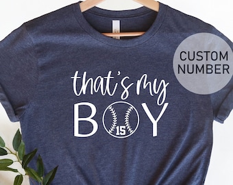 That's My Boy Baseball Shirt, Custom Baseball Shirt, Baseball Gameday Shirt, Baseball Mom Shirt with Custom Number, My Boy Baseball Shirt