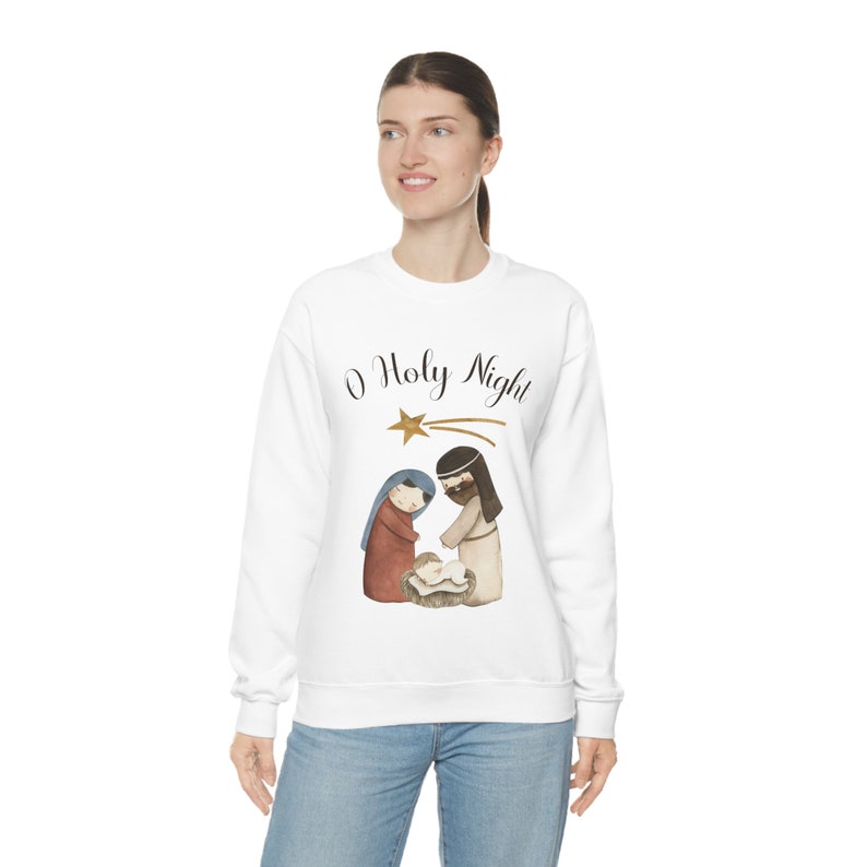 O Holy Night Nativity Crewneck Sweatshirt, Christmas Nativity Sweater