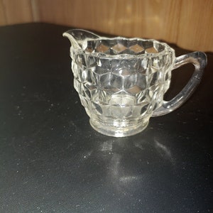 Vintage - Clear Depression Glass  Jeannette Glass Company – Cubist Creamer and Sugar