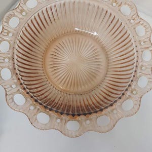 Vintage Pink Depression Glass Bowl – Scalloped Lace Edge Fruit or Serving Dish, Ribbed Pattern
