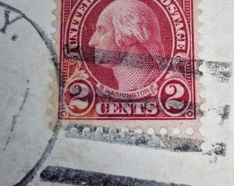 George Washington 2 Cent Stamp on an Opened Envelope, Postmark  display picture 1