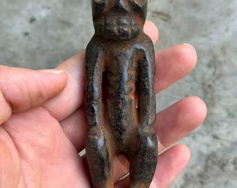 Black Meteorite Pendant, Ancient Hongshan Culture Charms, Vintage Figurine amulet, Black Jade Suspected alien necklace jade collection
