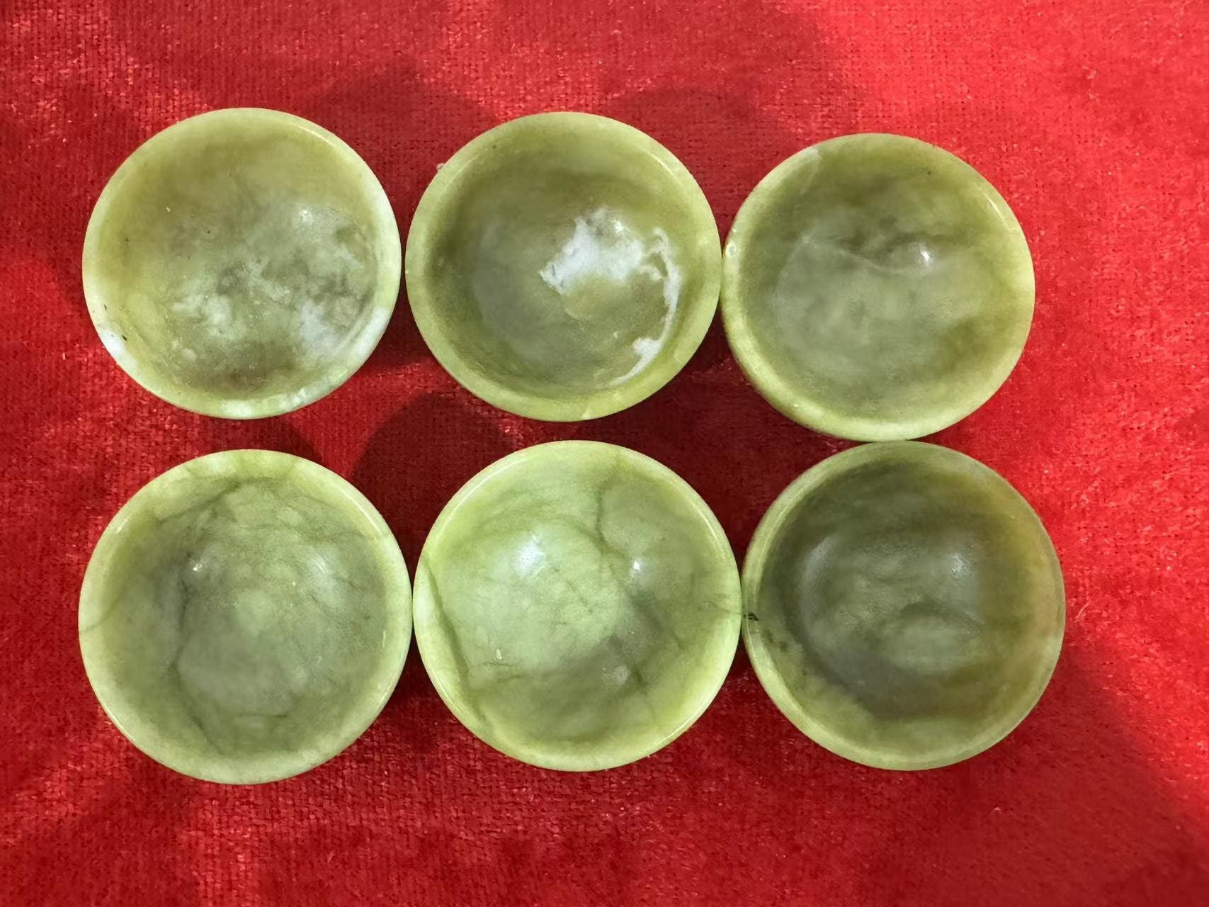 Jade Tea Set Tea Pot 6 Cups in Box, Natural Jade Healing Health Crystal ...