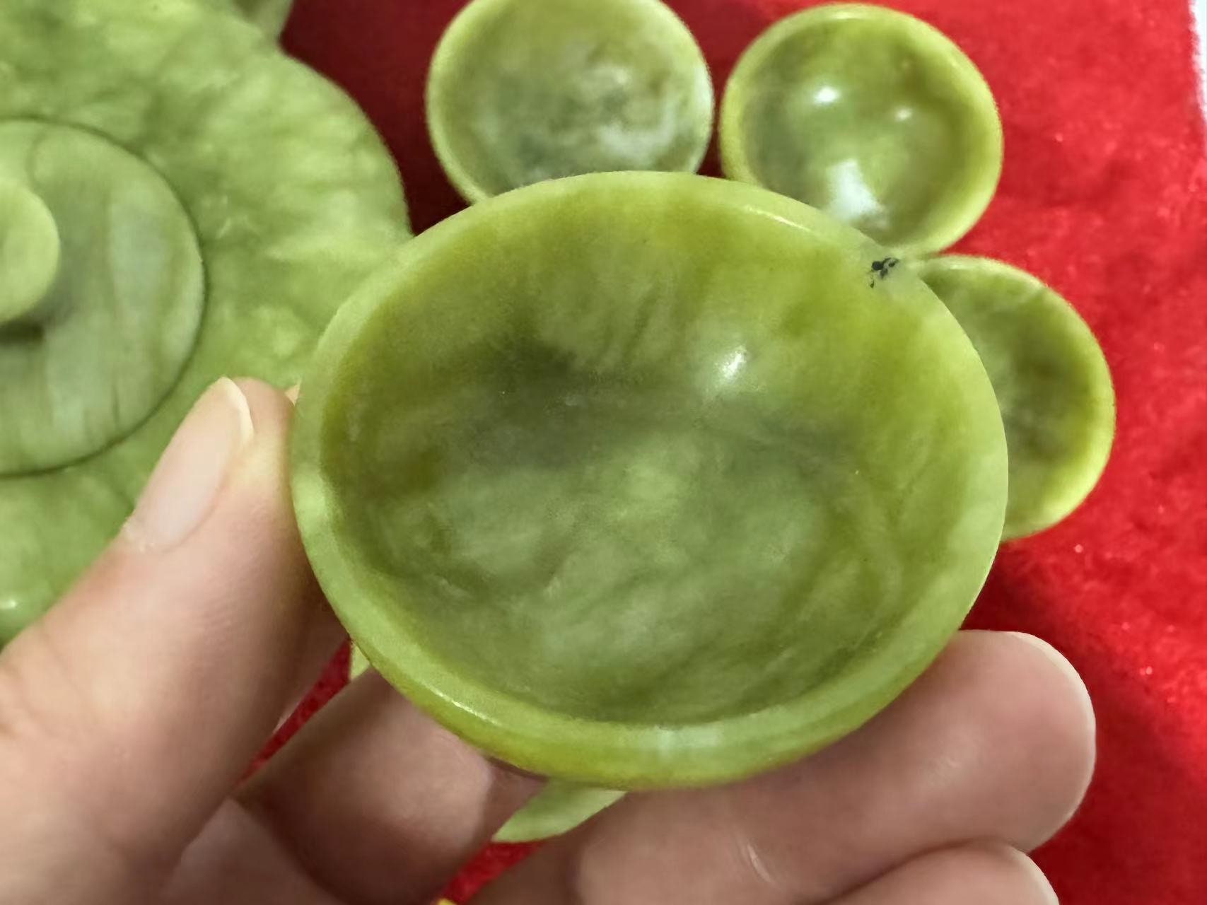 Jade Tea Set Tea Pot 6 Cups in Box, Natural Jade Healing Health Crystal ...