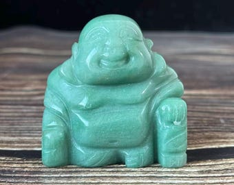 Natural Green jade Maitreya Buddha  Decor Quartz Carved Crystal Laughing Buddha Fat Tibetan buddhism Monk Gemstone Reiki Healing craft