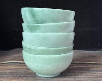 1 Pcs Natural green Jade  Bowl crystal  jade carved gem reiki Natural agate Quartz Bowl Energy Healing Zen Spirtual Meditation bowl