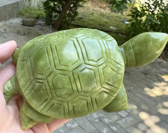 Natural Green jade carved Turtle Statue,Crystal carving beautiful longevity tortoise ornaments,peace stone geomantic fortune wealth . DD0326