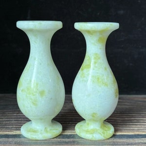 Exquisite Jade Stone hand carved flower vase,Jadeite Soapstone Natural Jade Carving Bottle Vase Jar Jasper Quartz Jardiniere Flower Bottle .