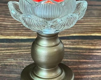 Buddha Yoga Kristall Ljusstake Lotus Meditation Avslappnande Dekor, Vit Glas Lotuslampa Bordsljusstake Buddha ghee ljuslampa Bordslampa