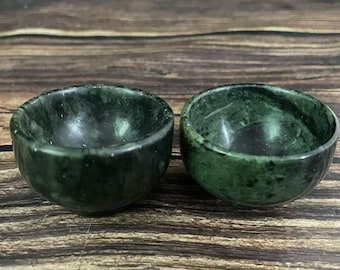 2pcs Natural Exquisite dark green jade tea cup,Handcrafted water cup Crystal Mugs Juice Glass Jadeite coffee cup Kung Fu Tea cup Wine Vessel
