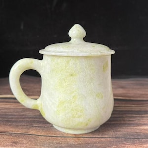 Exquisite Chinese Natural green jade tea cup,Hand Carved Crystal Mugs Juice Glass Crafts Jadeite coffee cup Crystal Water Energy Quartz D362