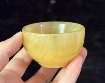Hand Carved Natural yellow jade cup jade bowl tea cup  coffee cup  water cup Crystal Mugs table decor