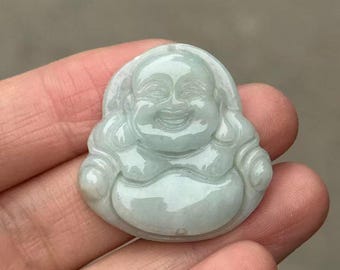 Natura Jade Maitreya Buddha Pendant,  Laughing Buddha Charm,Carved Jade Necklace, Chinese Buddhist Jewelry, Good Luck Gift, Spiritual Amulet