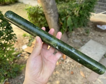 Natural Green Jade Carved Cake Rolling Pin Icing Tool Sugarcraft Decor,Stone stick Utensils for Kitchen Household Solid Marble Handles