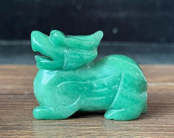 Natural Green Jade Pi Xiu Wealth Statue unicorn statue qilin Unicorn Beast Statue Warding Off Evil Energy  feng shui ornaments