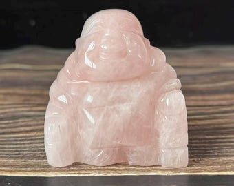 Natural Pink Crystal Maitreya Buddha statue Healing Decor Quartz Carved Crystal Laughing Buddha Fat Tibet buddhism decor