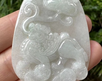 Hand-Carved  Natural White Jade Carved Pixiu Pendant Necklace for Men Women, Stone Amulet Jewelry Accessories Bring Peace Good Luck gifts