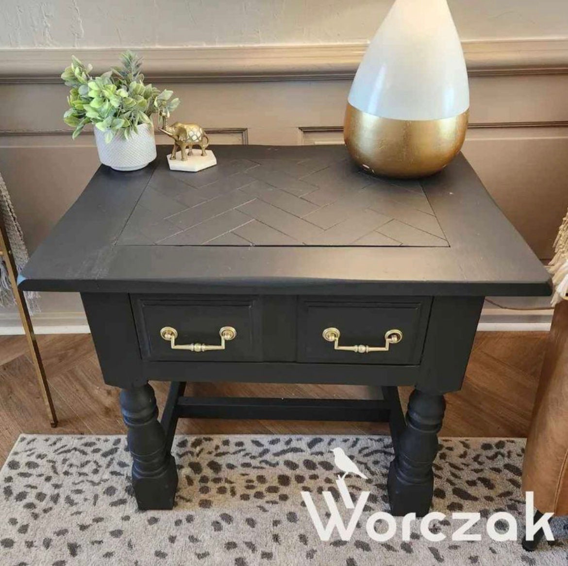 Refinished End Table With Drawer Etsy