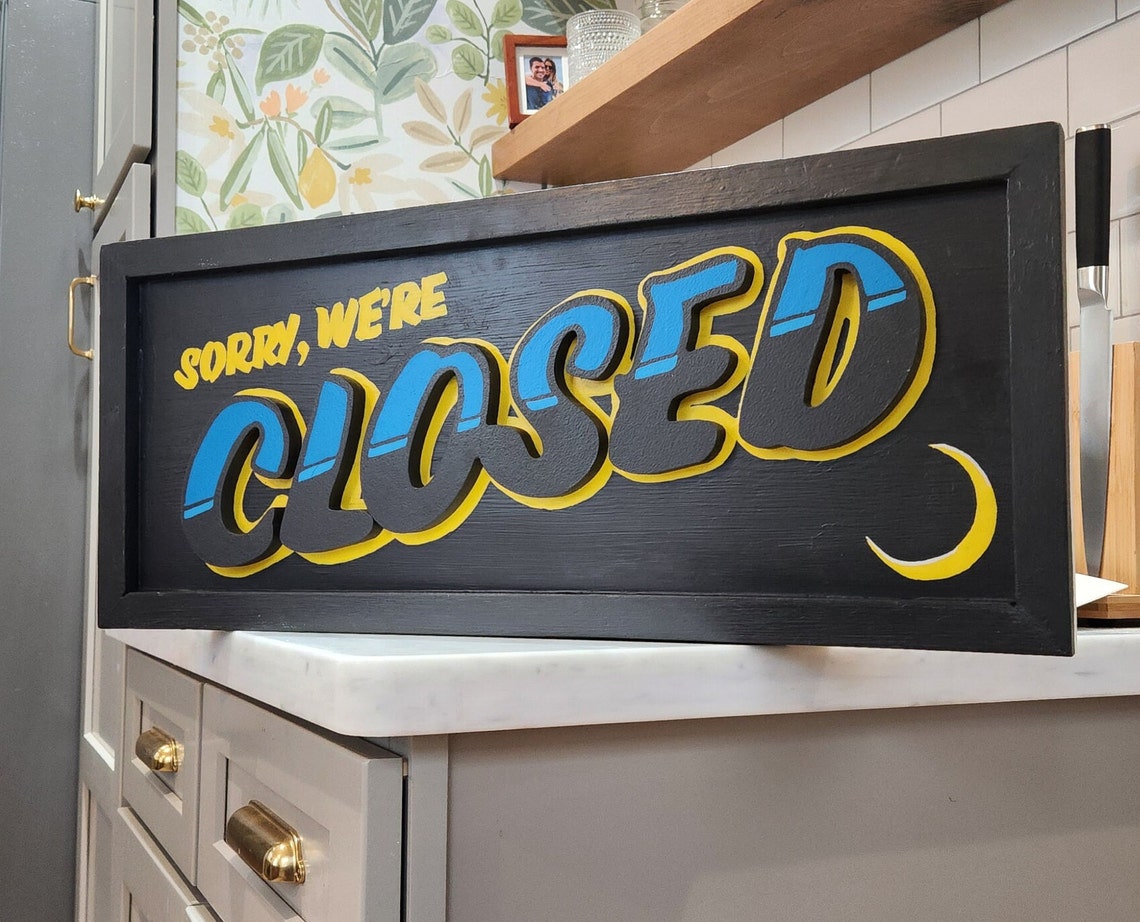 Handmade 'OPEN / CLOSED' Sign - for Business Window or Storefront - Etsy