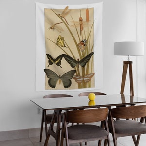 Butterfly Nature Wall Tapestry con obras de arte de Maurice Pillard Verneuil (50&quot; x 60&quot;), Art Nouveau para dormitorio, sala de estar, dormitorio