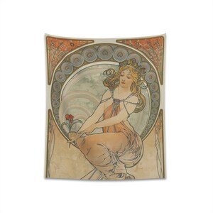 Alphonse Mucha Artwork Printed Wall Tapestry (30&quot; x 40&quot;) for Bedroom, Bathroom, Dorm Room, Dining Room