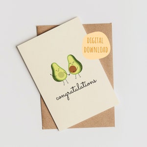 Herzlichen Glückwunsch Baby druckbare Karte, Schwangerschaft Karte, digitale Karte, Sofort Download, erste Baby Karte, Baby Feier, niedlich, Avocado