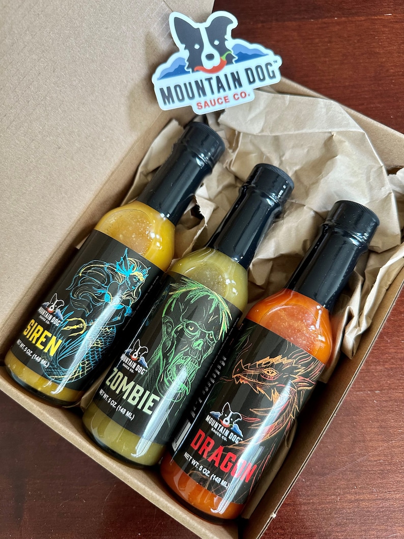 Mountain Dog Sauce Company Hot Sauce Gift Pack 3 Bottles imagem 1