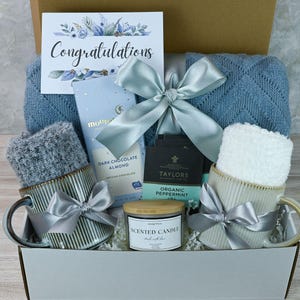Cozy Gift Basket for Couples: Throw Blanket, Socks, Tea & Candle