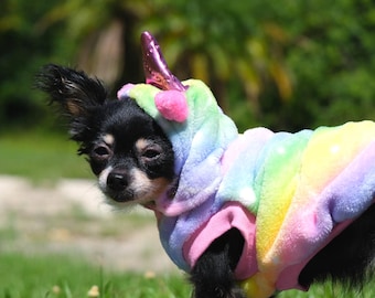 Unicorn Dog costume: Cozy Rainbow Pet Sweater
