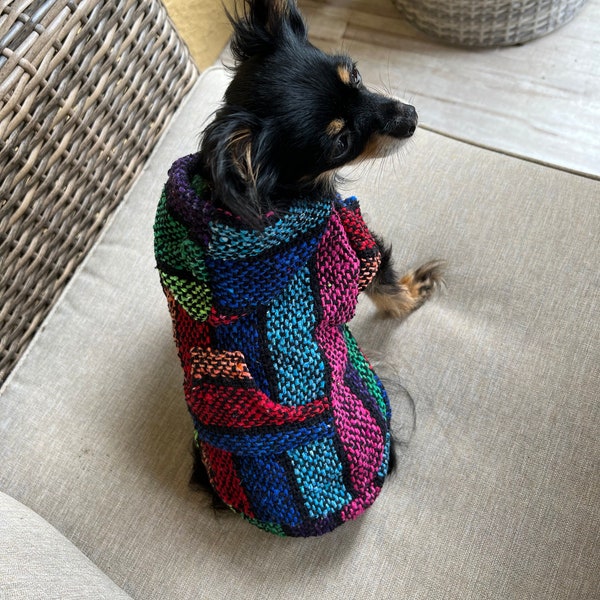 Baja Dog Poncho SIZE 1-Mexican Dog Hoodie-Mexican Poncho -Dog Sweater- Mexica Sweater