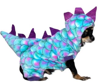 Handmade Dragon Dog Costume: Warm Winter Pet Jumpsuit