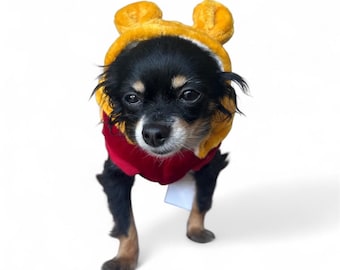 Winnie Pooh Pet Sweater: Removable Ears, Warm Dog Costume