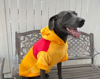 Winnie the Pooh Dog Hoodie: Handmade Cozy Pet Sweater (Sizes 8-12)