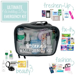 Deluxe Personalized Bridal Emergency Kit, Bridal Emergency Kit, Bridesmaid Emergency Kit, Bride Survival, Gift from Bride, Bride Essentials