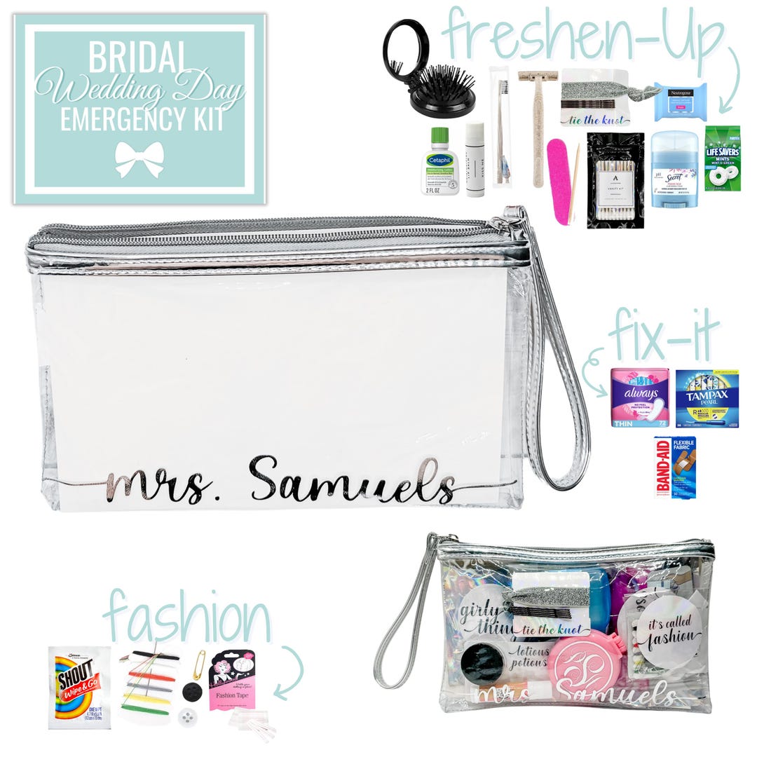 Personalized Bridal Emergency Kit, Wedding Day Emergency Kit,bridesmaid ...
