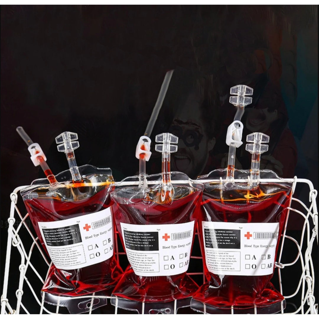 I.V. Bag Drink Pouch, Blood Bag Drink Cups Labels, DIY Halloween