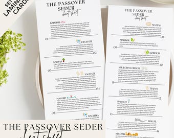 Passover Seder Cheat Sheet Set of 8, Pesach Seder Haggadah Guide, Passover Haggadah