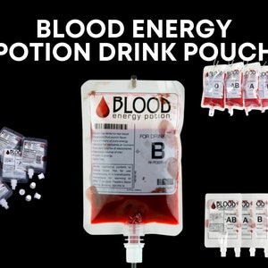 Blood Energy Drink Flask, I.V. Bag Drink Pouch, Blood Bag Drink Cups
