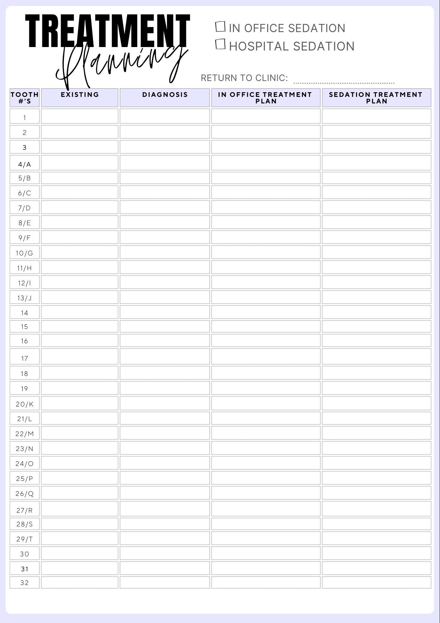 Pediatric Dental New Patient Intake Notes - Digital Download-new